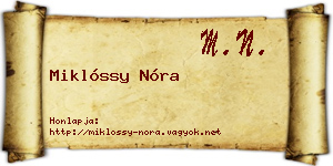 Miklóssy Nóra névjegykártya