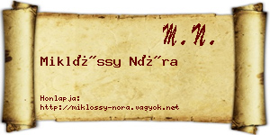 Miklóssy Nóra névjegykártya